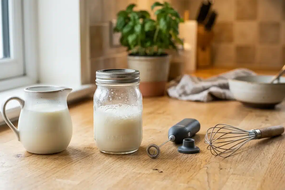 Ustensiles pour mousser le lait sans machine bocal, mousseur et fouet pour faire mousser le lait sans machine espresso